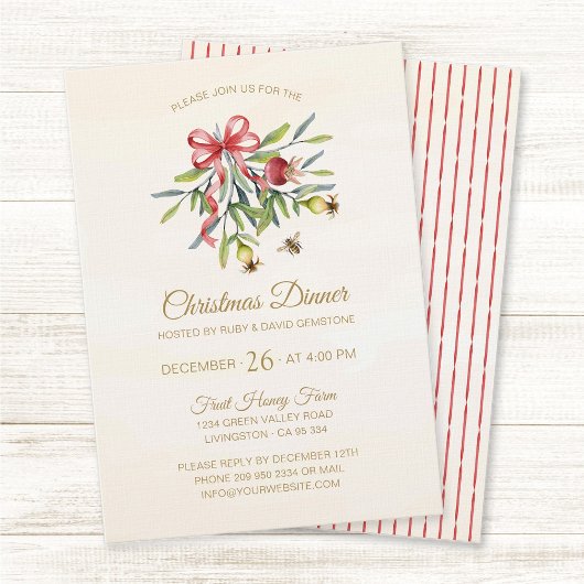 Invitation Elegant Watercolor Greenery Christmas Celebration