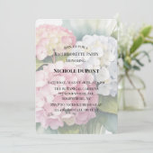 Invitation Elegant Watercolor Hydrangea Bachelorette Party  (Debout devant)