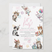 Invitation Elegant  Watercolor Kitten Cat 2nd Birthday  invit (Devant)