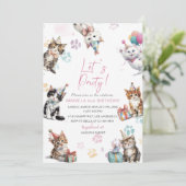 Invitation Elegant  Watercolor Kitten Cat 2nd Birthday  invit (Debout devant)