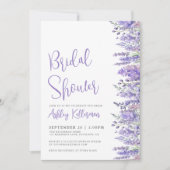 Invitation Elegant Watercolor Lavender Floral Bridal Shower (Devant)