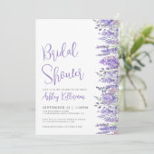 Invitation Elegant Watercolor Lavender Floral Bridal Shower (Debout devant)