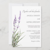 Invitation Elegant Watercolor Lavender Wedding  (Devant)