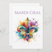 Invitation Elegant Watercolor Mardi Gras  (Devant / Derrière)