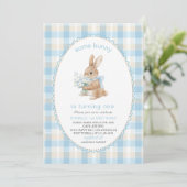 Invitation Elegant Watercolor One 1st Birthday some bunny Gi (Debout devant)