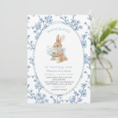 Invitation Elegant Watercolor One 1st Birthday some bunny Gi (Debout devant)