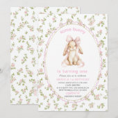 Invitation Elegant  Watercolor One 1st Birthday some bunny Gi (Devant / Derrière)