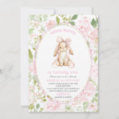Invitation Elegant Watercolor One 1st Birthday some bunny Gi (Devant)