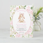 Invitation Elegant Watercolor One 1st Birthday some bunny Gi (Debout devant)