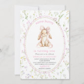 Invitation Elegant  Watercolor One 1st Birthday some bunny Gi (Devant)