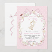 Invitation Elegant  Watercolor One 2nd Birthday silly goose B (Devant / Derrière)