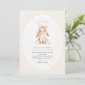 Invitation Elegant  Watercolor One 2nd Birthday some bunny gi (Debout devant)