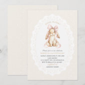 Invitation Elegant  Watercolor One 2nd Birthday some bunny gi (Devant / Derrière)