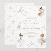Invitation Elegant  Watercolor One 3rd Birthday tutu cute Gir (Devant / Derrière)