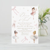 Invitation Elegant  Watercolor One 5th Birthday tutu cute Gir (Debout devant)