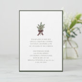 Invitation Elegant Watercolor Pine Sprig with Plaid Bow  (Debout devant)