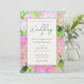 Invitation Elegant Watercolor Pink Hydrangea Garden Wedding (Debout devant)