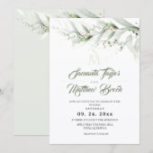 Invitation Elegant Watercolor Sage Greenery Floral Wedding (Devant / Derrière)