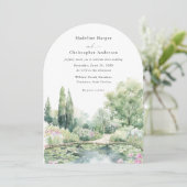Invitation Elegant Watercolor Summer Garden Arched Wedding (Debout devant)