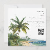 Invitation Elegant Watercolor Tropical Beach QR Code Wedding (Dos)