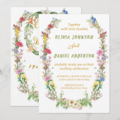 Invitation Elegant Watercolor Wild Flowers Wedding (Devant / Derrière)