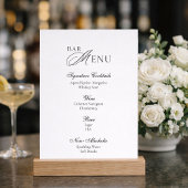 Invitation Elegant Wedding Bar Menu Sign
