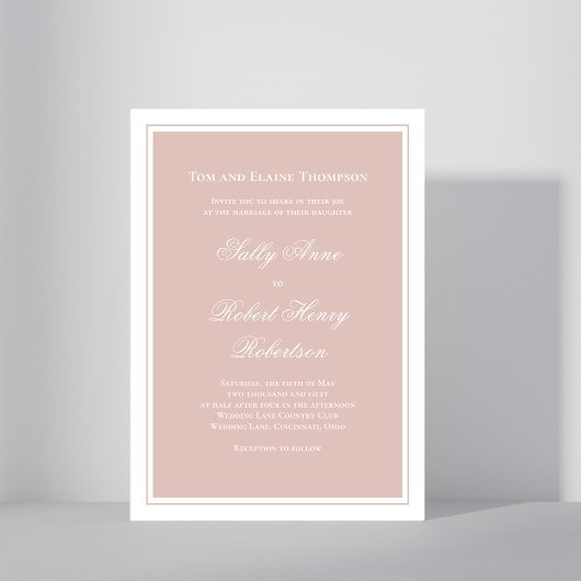 Invitation Elegant Wedding Calligraphy Blush Pink Script