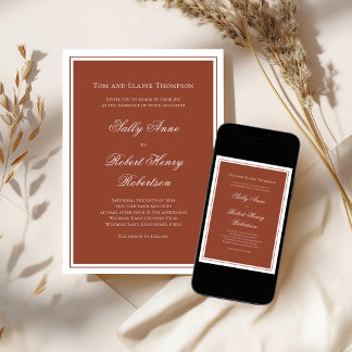 Invitation Elegant Wedding Calligraphy Burgundy Script 