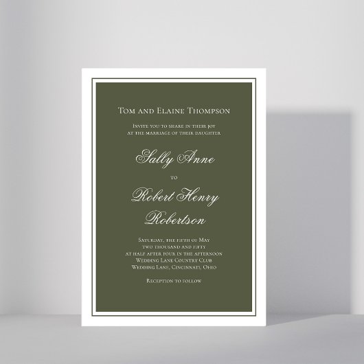 Invitation Elegant Wedding Calligraphy Green Script 