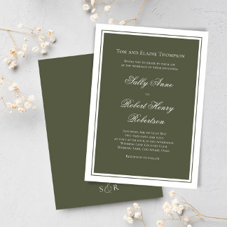 Invitation Elegant Wedding Calligraphy Green Script 