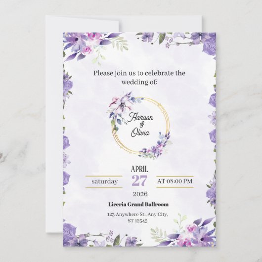Invitation Elegant Wedding Design (Devant)