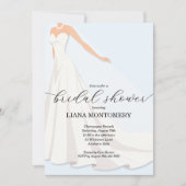 Invitation Elegant Wedding Dress Blue Bridal Shower (Devant)