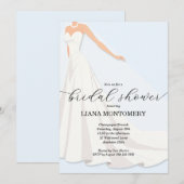 Invitation Elegant Wedding Dress Blue Bridal Shower (Devant / Derrière)