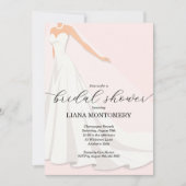 Invitation Elegant Wedding Dress Pink Bridal Shower (Devant)