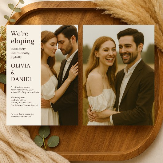 Invitation Elegant Wedding Elopement Minimalist Photo 