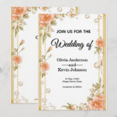 Invitation Elegant Wedding Flora Frame With Soft Pink Flowers (Devant / Derrière)