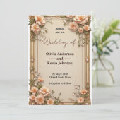 Invitation Elegant Wedding Frame With Soft Pink Flowers (Debout devant)