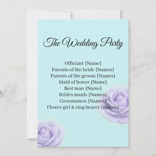 Invitation Elegant Wedding Program & Wedding Party Guide (Devant)