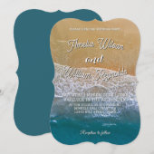 Invitation Elegant Wedding Sea Waves Sand Beach (Devant / Derrière)