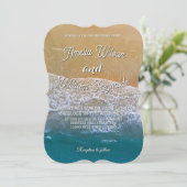 Invitation Elegant Wedding Sea Waves Sand Beach (Debout devant)