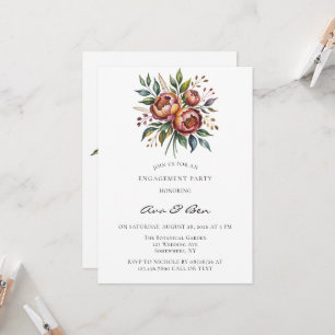 Invitation Elégant Wedding shower d'aquarelle Orange Peony