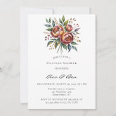 Invitation Elégant Wedding shower d'aquarelle Orange Peony (Devant)