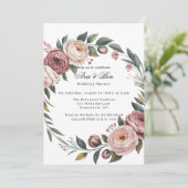 Invitation Élégant Wedding shower floral rose pâle (Debout devant)