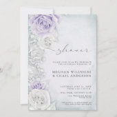 Invitation Élégant Wedding shower Lilac et Roses Blanches (Devant)