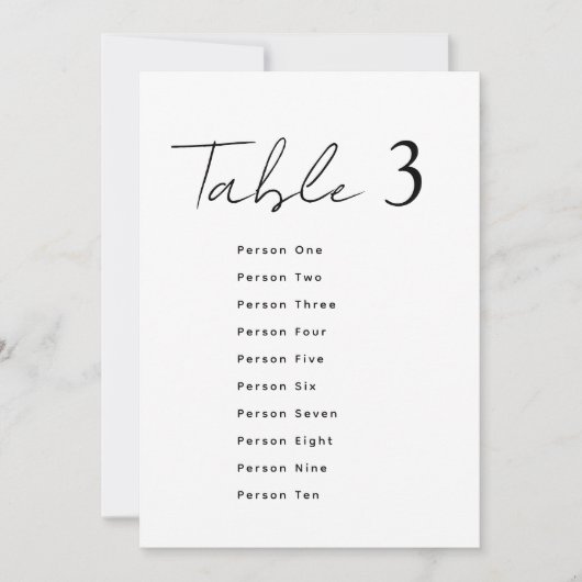 Invitation Elegant Wedding Table Number Script Seating Chart (Devant)