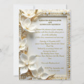 Invitation Elegant Wedding White Embossed Gold Diamond Flower (Dos)
