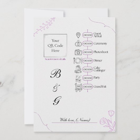 Invitation Elegant Wedding  with Timeline & QR Code (Dos)