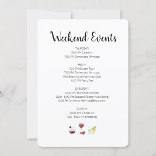 Invitation Élégant Week-end Événements Itinéraire