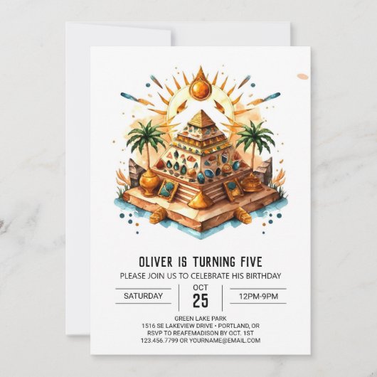 Invitation Elégant Whimsical Custom Pyramides Anniversaire (Devant)