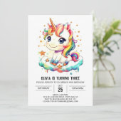 Invitation Elégant Whimsical Unicorn Anniversaire (Debout devant)
